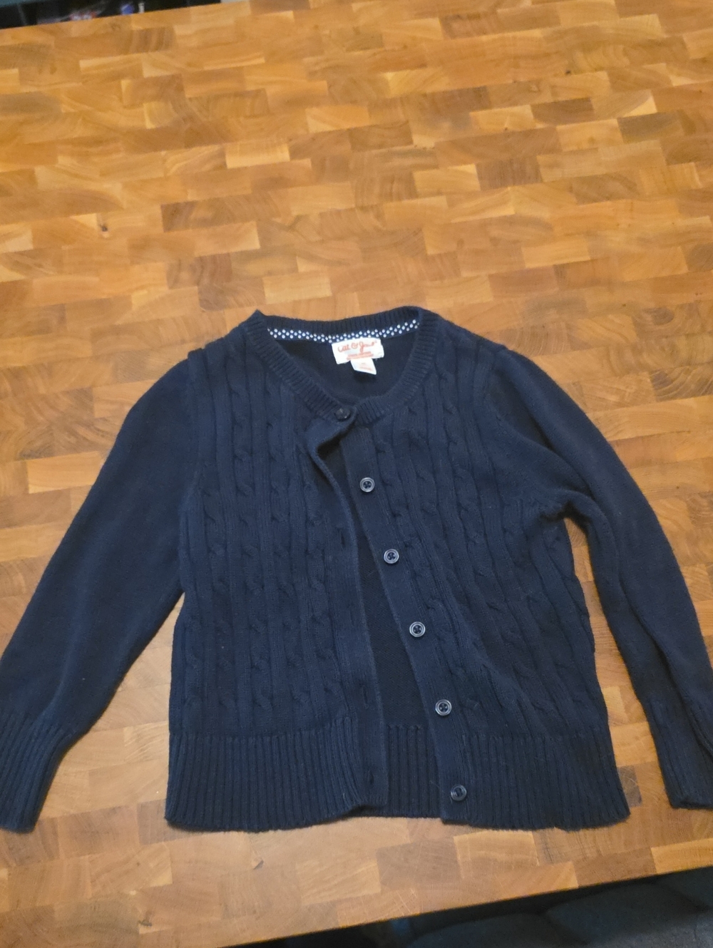 Cat & Jack Navy Cable Knit Button-Front Cardigan